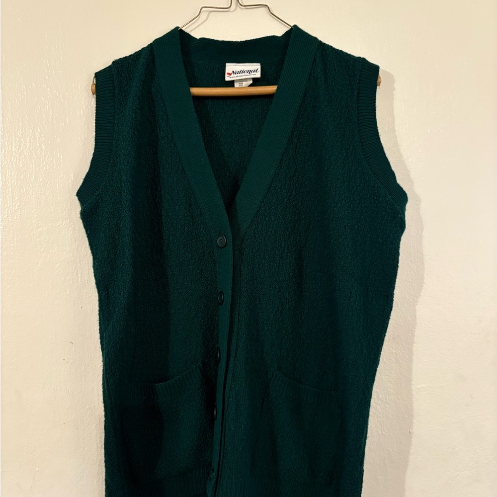 Dark Green Sleeveless Cardigan Vest